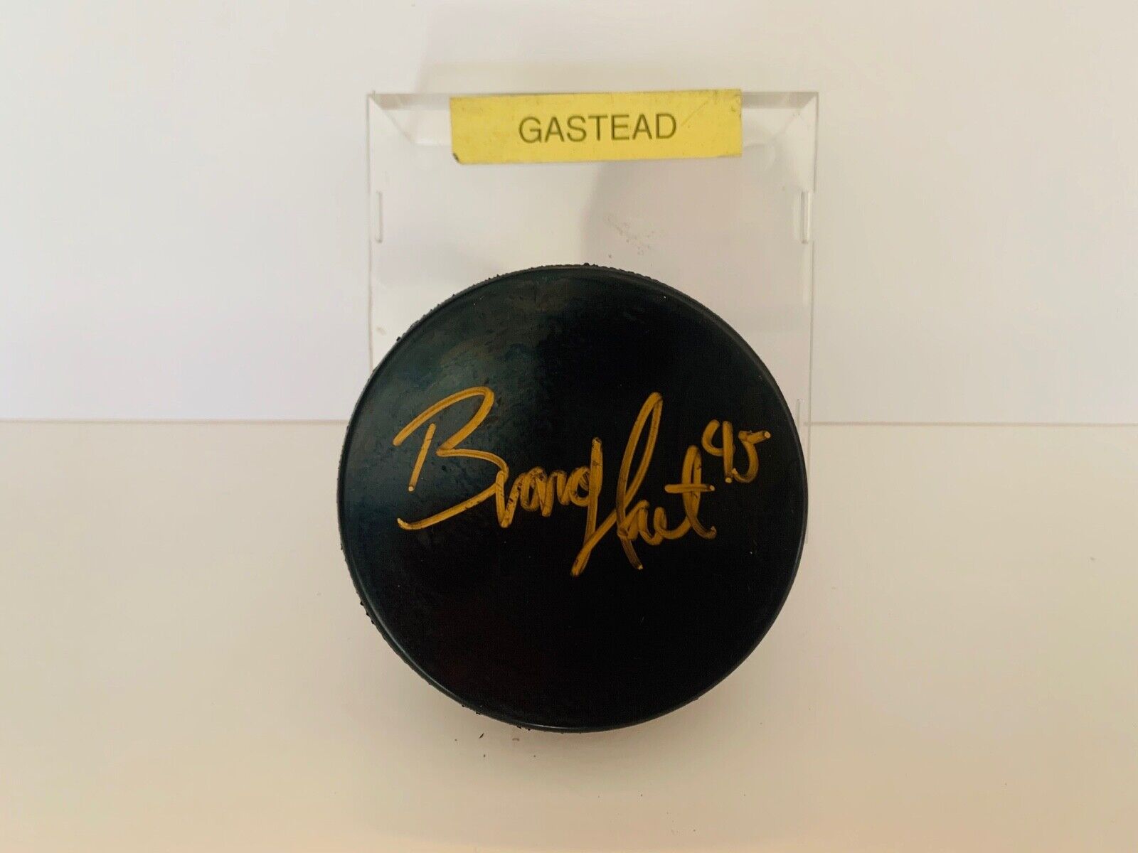 Paul Gaustead Autographed Signed IIHF Gufex Hockey Puck Buffalo Sabres Team Logo