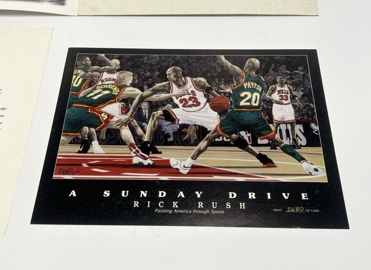 Rick Rush A Sunday Drive Sports Artwork Michael Jordon Gary Payton #2680/5000