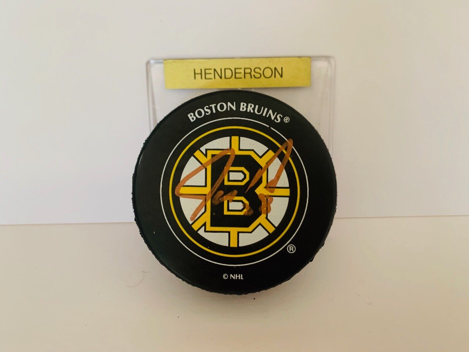 Jay Henderson Autographed Signed NHL Licensed Hockey Puck Boston Team Logo