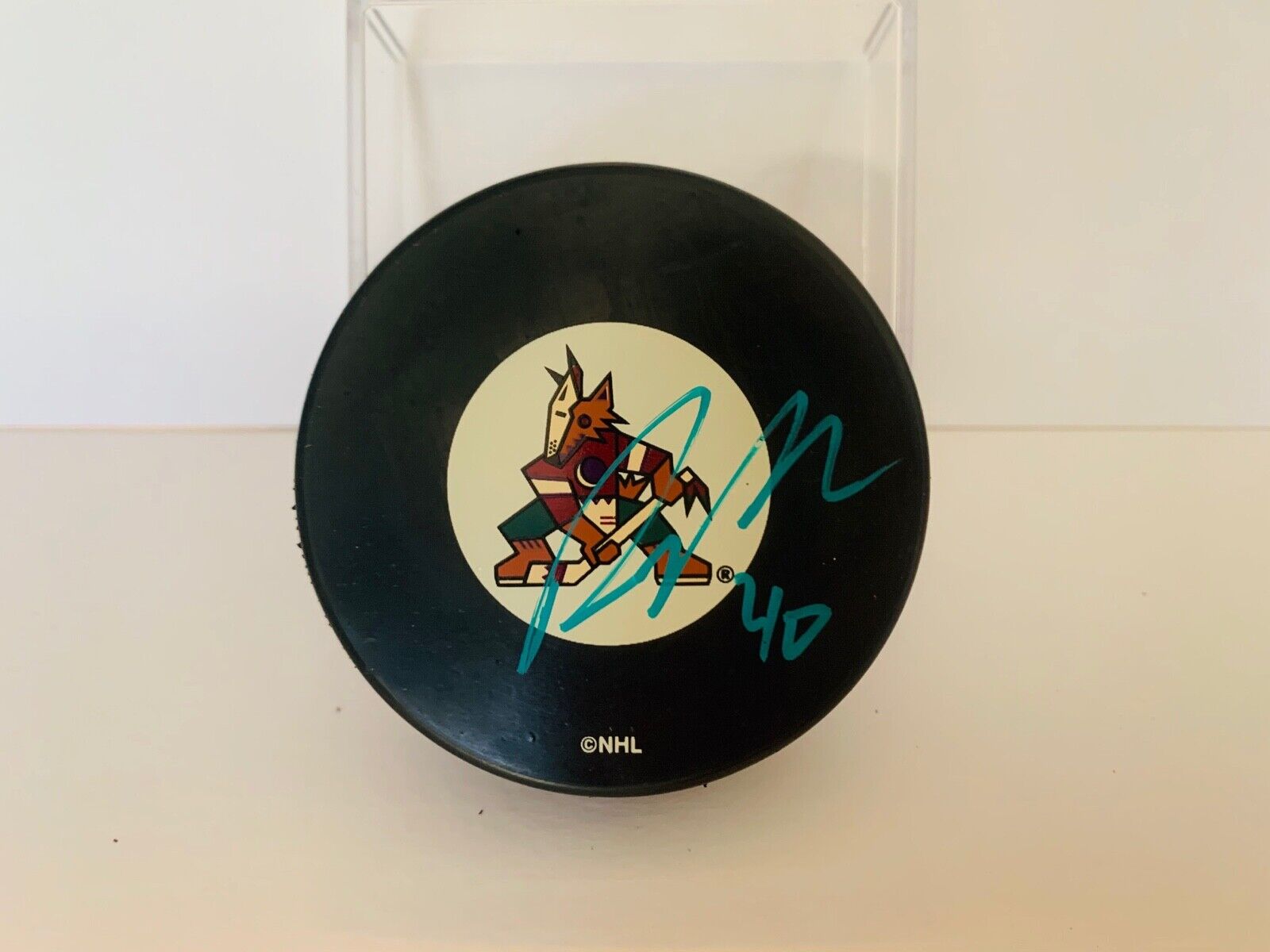 Patrick DesRochers   Autographed Signed NHL Licensed Hockey Puck Coyotes Logo