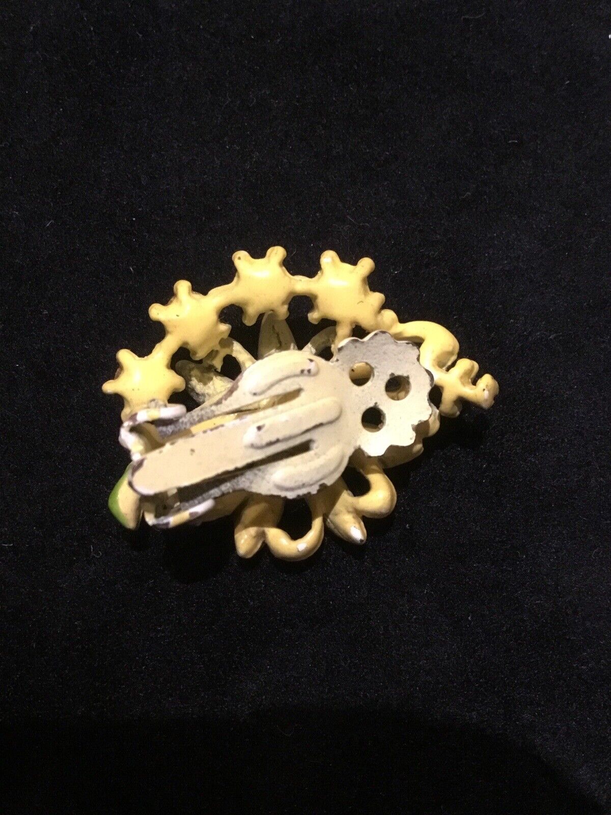 Yellow Flower Brooch Pins Clip On Metal