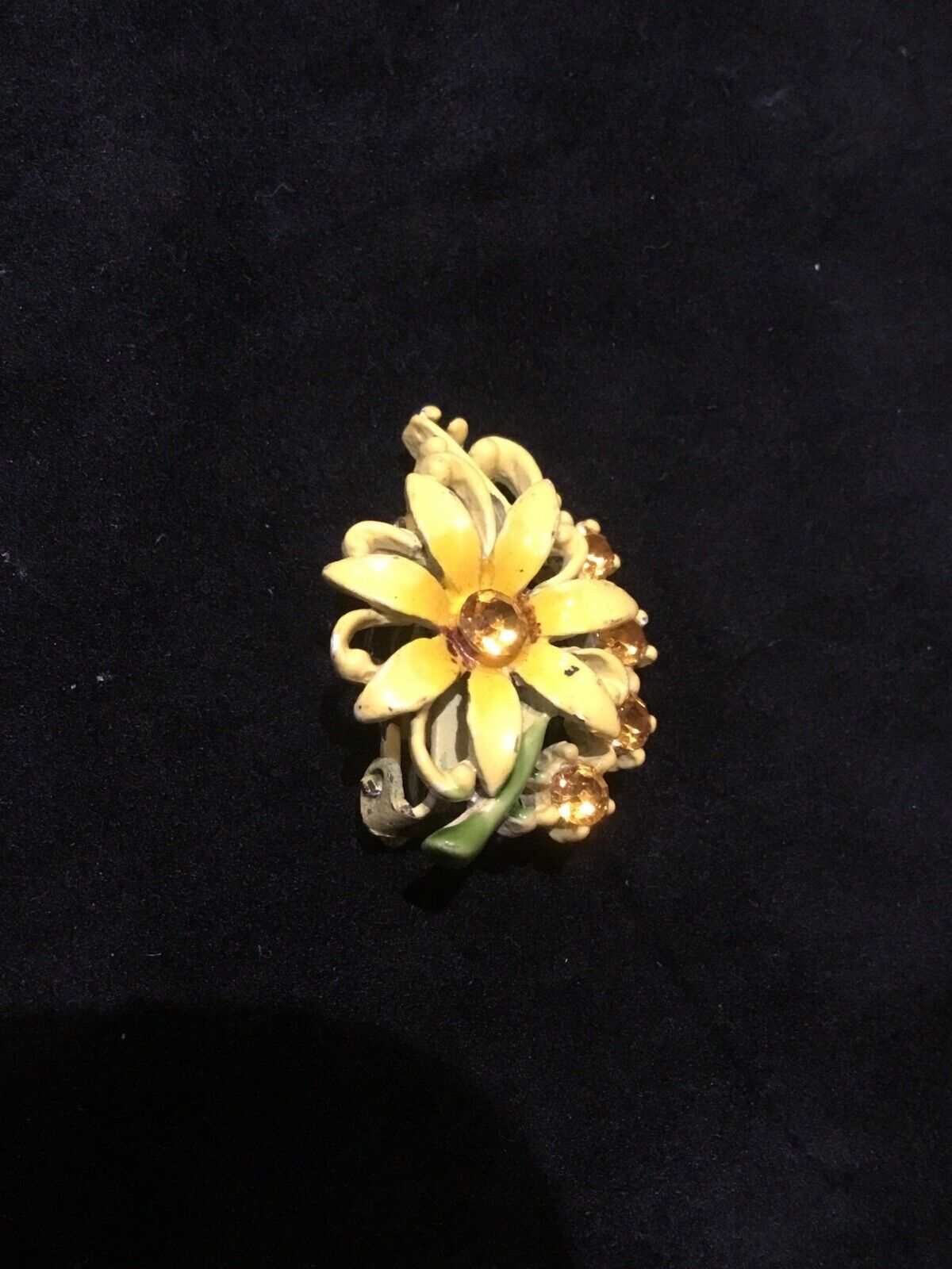 Yellow Flower Brooch Pins Clip On Metal