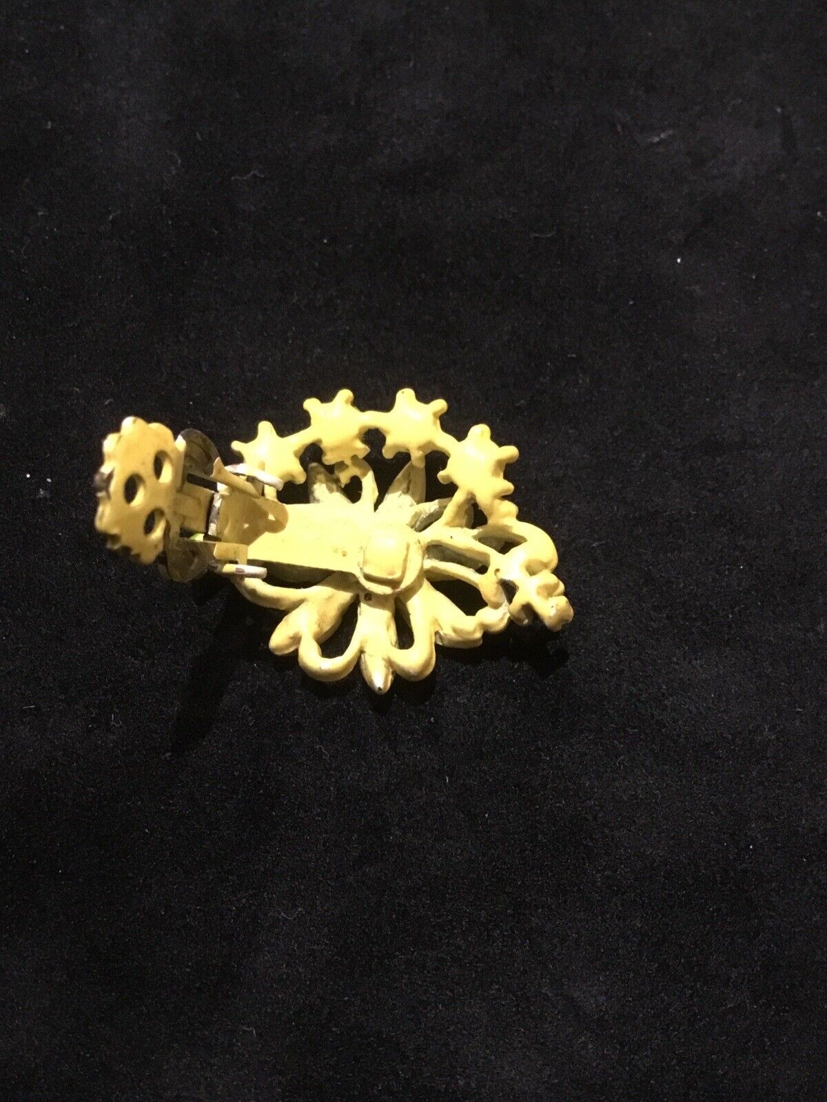 Yellow Flower Brooch Pins Clip On Metal