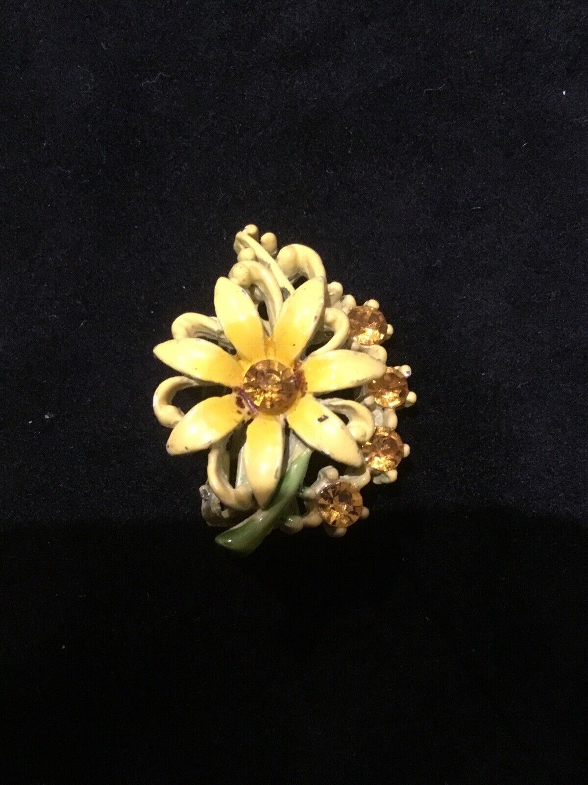 Yellow Flower Brooch Pins Clip On Metal