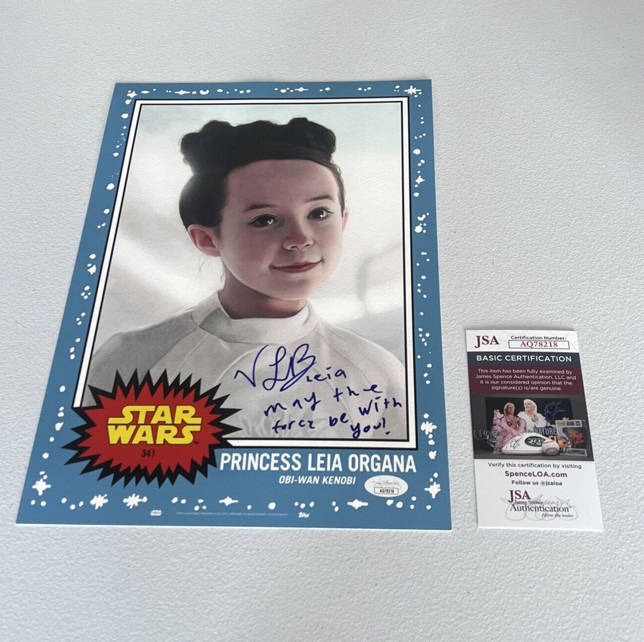 Vivien Lyra Blair Princess Leia Autographed Signed 10x14 Topps LS Card JSA Auth.