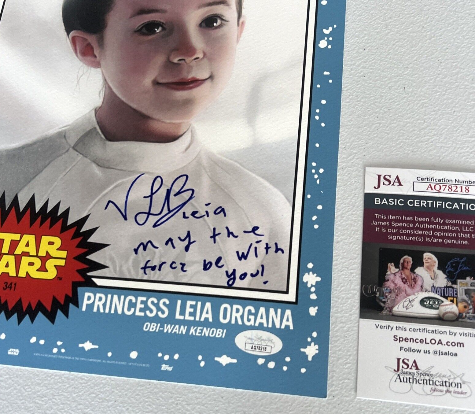 Vivien Lyra Blair Princess Leia Autographed Signed 10x14 Topps LS Card JSA Auth.