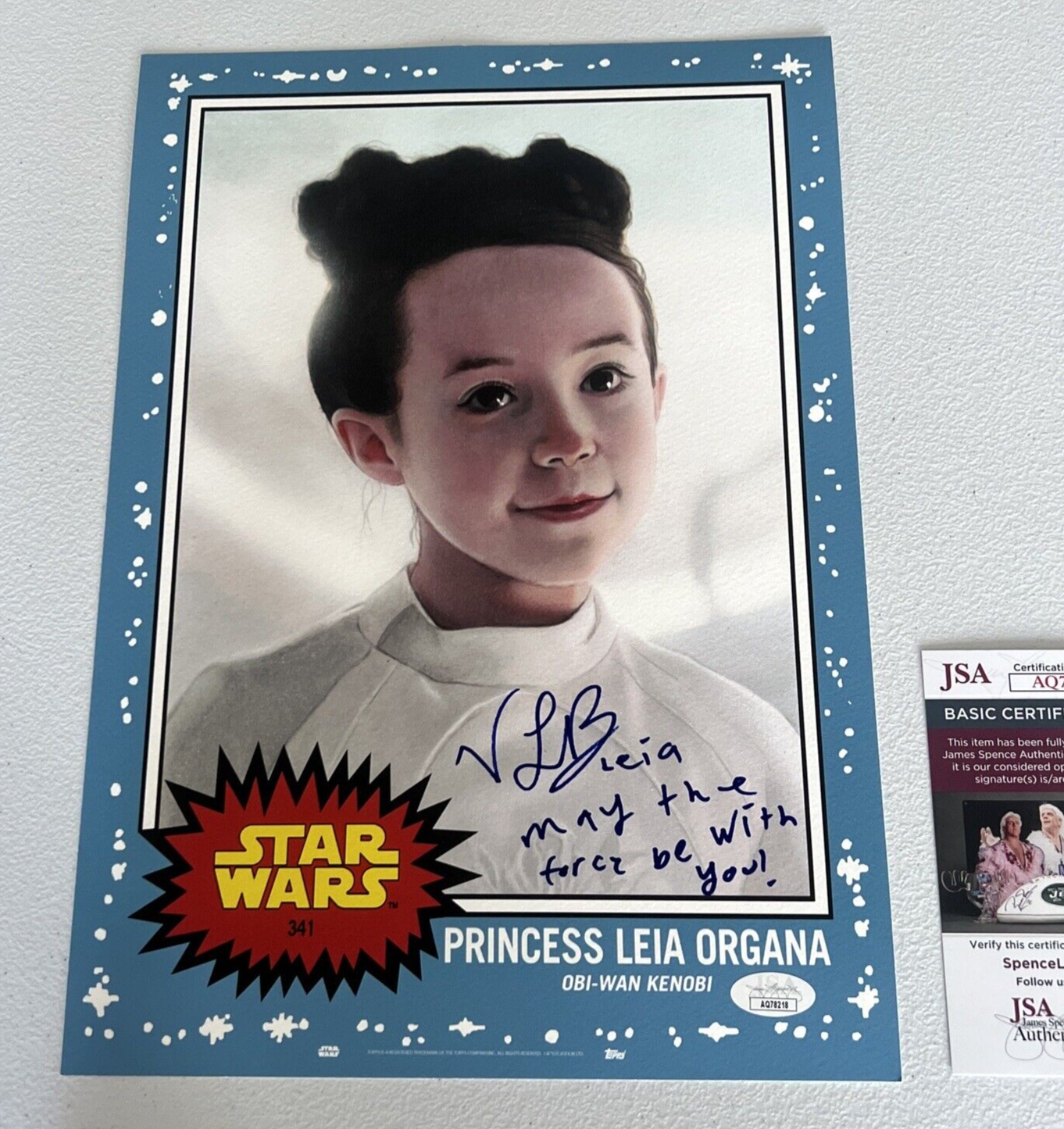 Vivien Lyra Blair Princess Leia Autographed Signed 10x14 Topps LS Card JSA Auth.