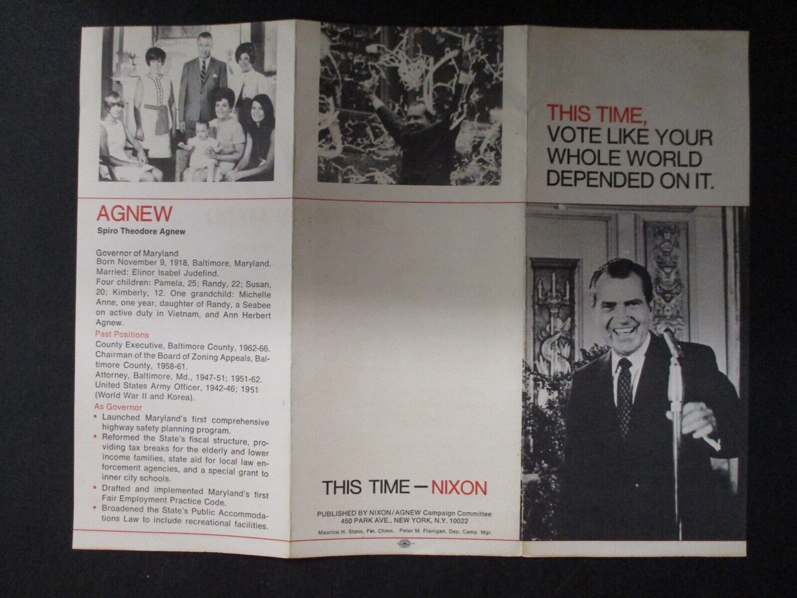 1968 Richard Nixon for President Voting Pamphlet Brochure VG New York