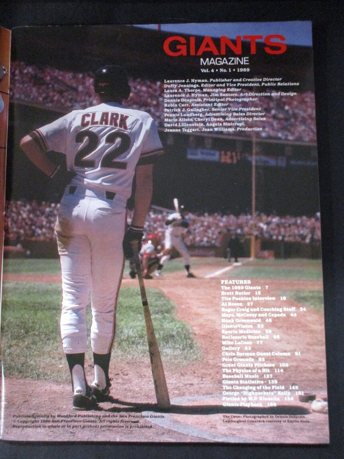 San Fransisco Giants Magazine Vol.4 No.1 1989 Brett Butler Cover G-VG Condition