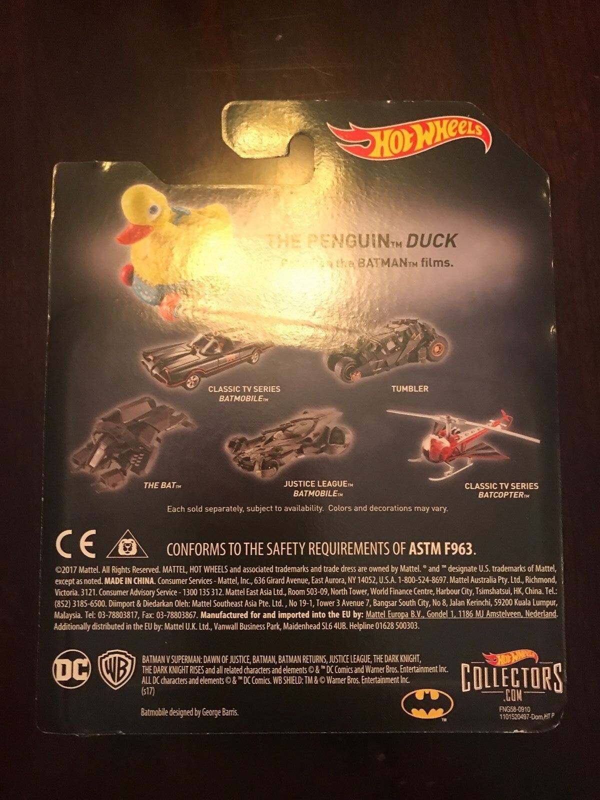 Hotwheels Batman Justice League Batmobile and The Penguin Duck 2017