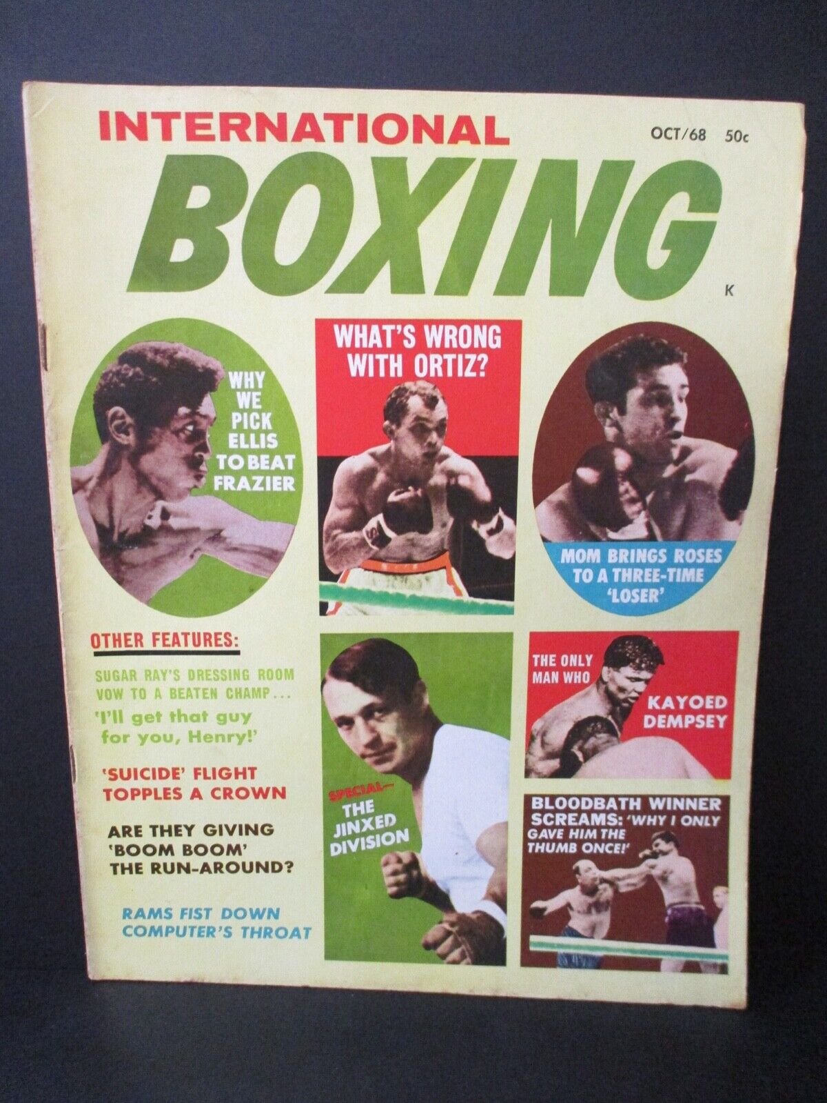 International Boxing Vintage Magazine October 1968 Jack Dempsey Frazier VG