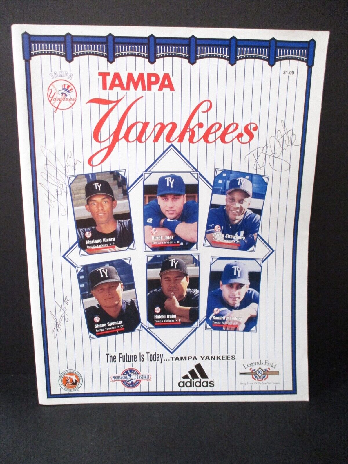 Tampa Yankees Autographed On Cover of 1999 Magazine Derek Jeter Mariano Rivera