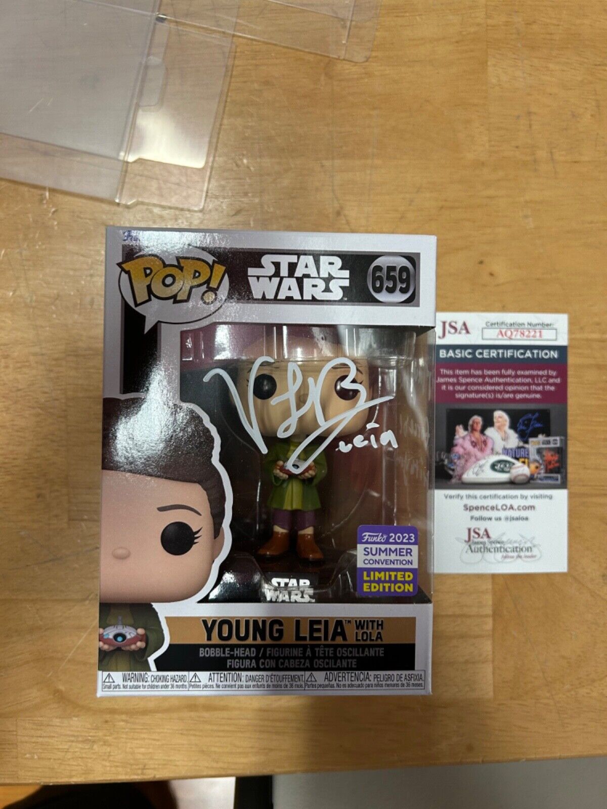 Vivien Lyra Blair Autographed Young Leia with Lola Funko Pop #512 JSA COA SDCC