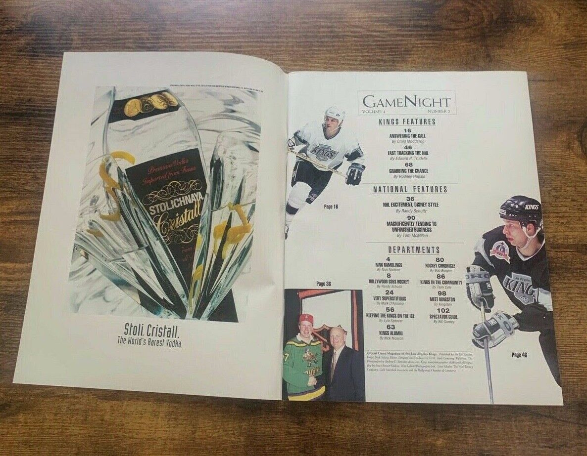 LA Kings vs TB Lightning game night program 12-04-93 Wayne Gretzky unscored Ex