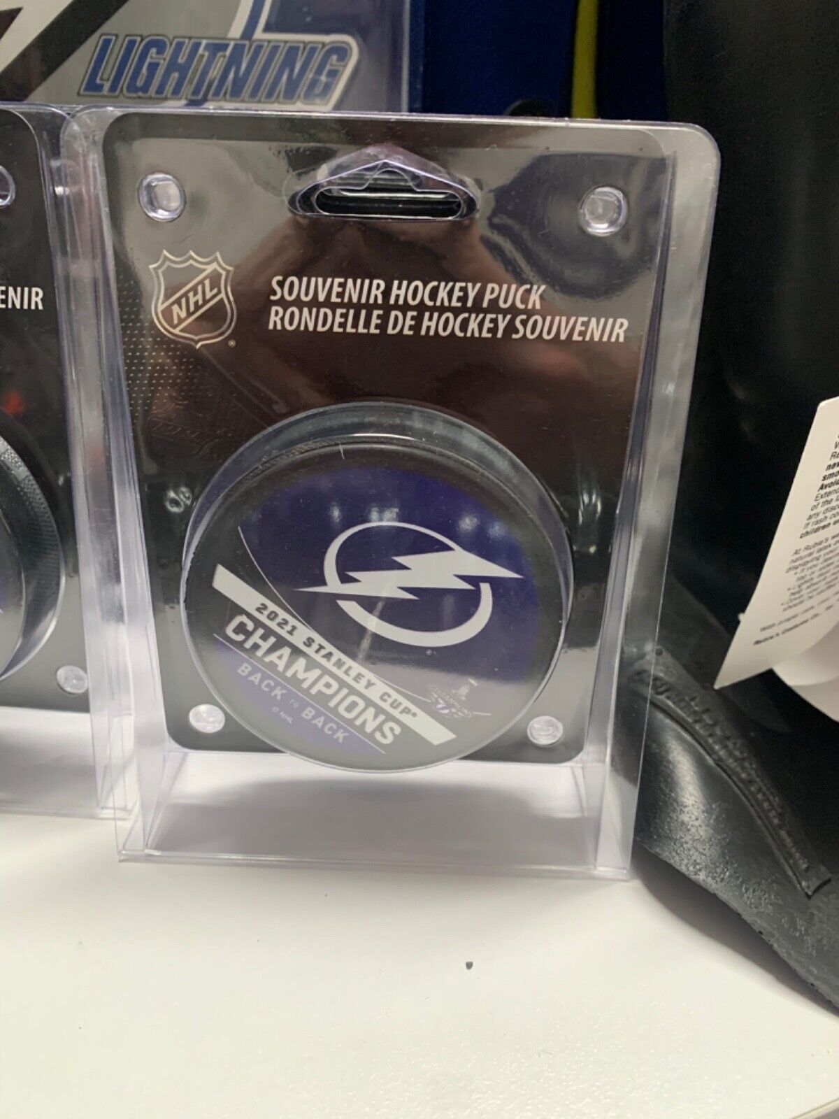 Tampa Bay Lightning Back to Back 2021 SC Champion Souvenir Hockey Puck NHL