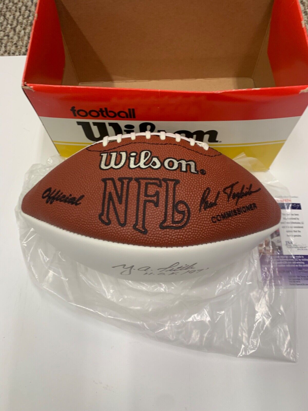 Y.A. Tittle HOF 71 Signed Wilson Football JSA COA Autographed Does not Hold Air