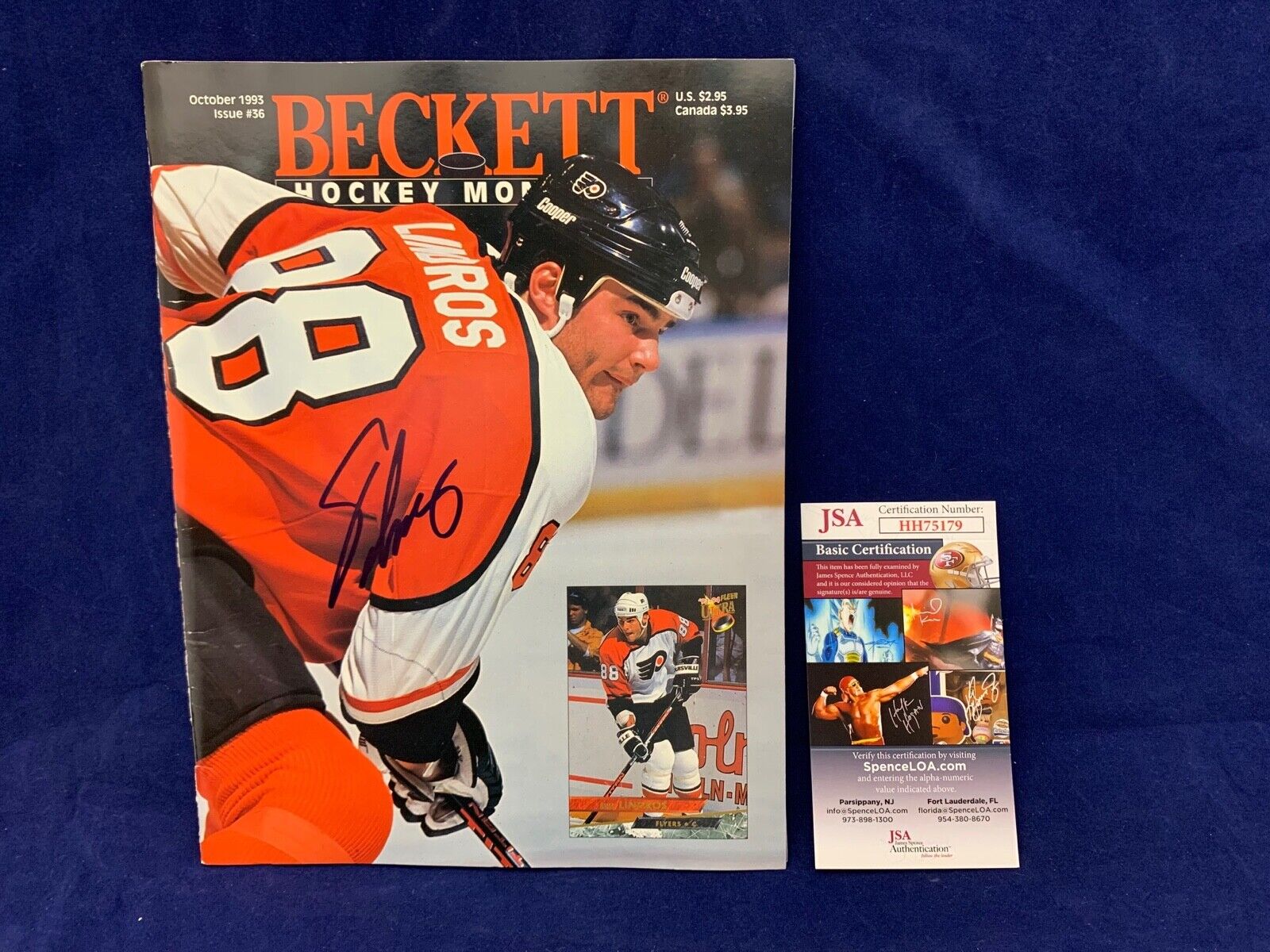 Eric Lindros Flyers Autographed Beckett Official Magazine JSA COA #HH75179