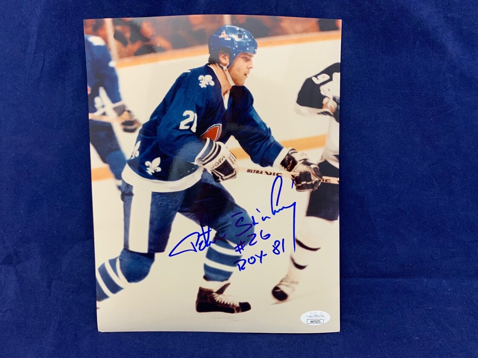 Peter Stastny Quebec ROY 1981 Script Autograph on 8x10 Photo JSA COA #HH75271