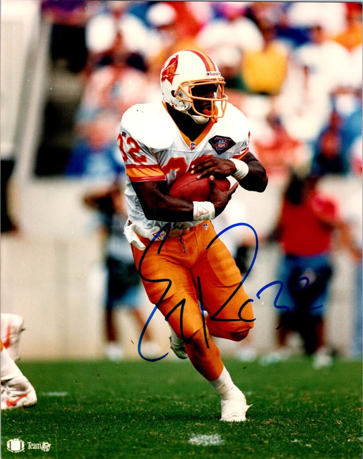 Errict Rhett #32 Buccaneers autographed 8x10 color photo (D2) blue sharpie