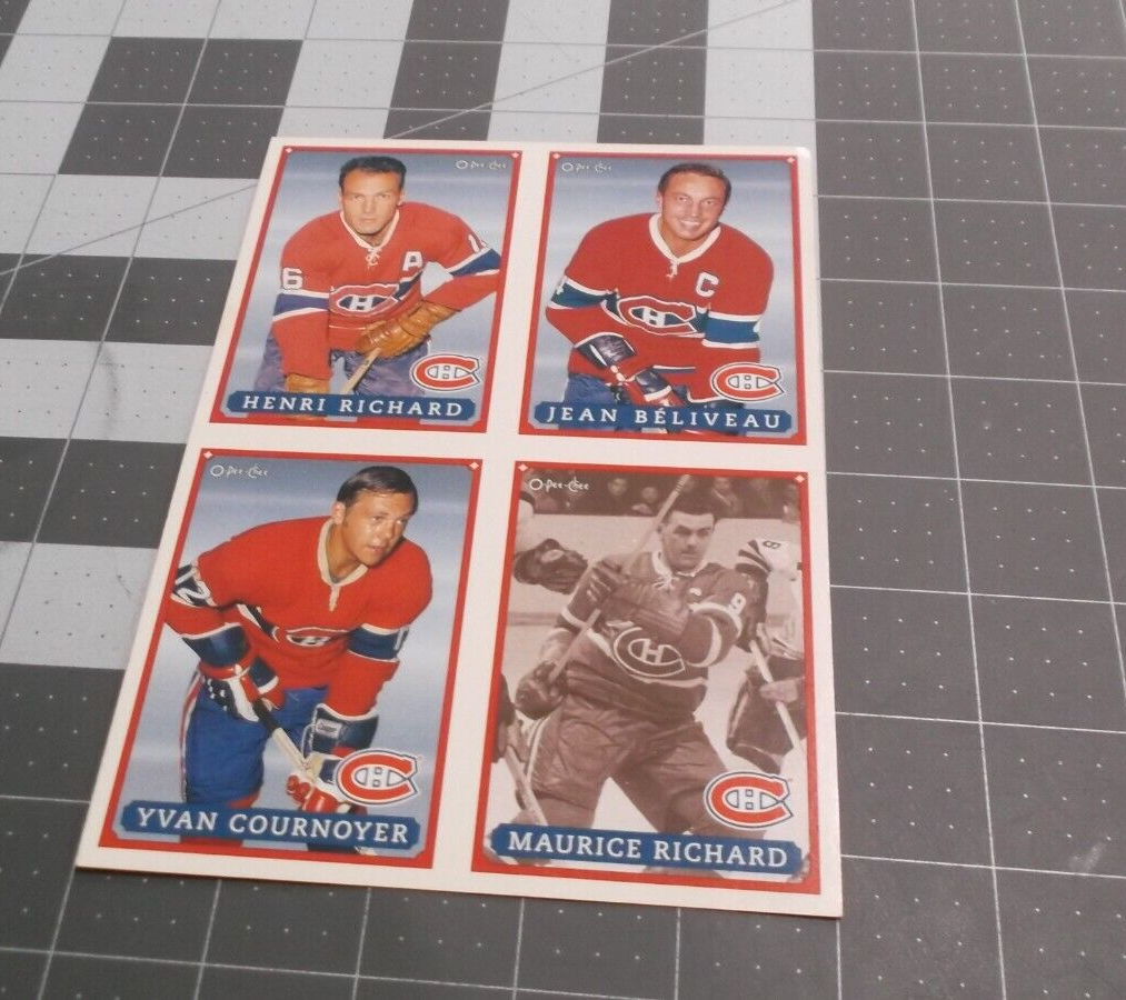 Montreal Canadiens Card sheet Jean Beliveau Henri Richard 1993 O-PEE-CHEE FANFES