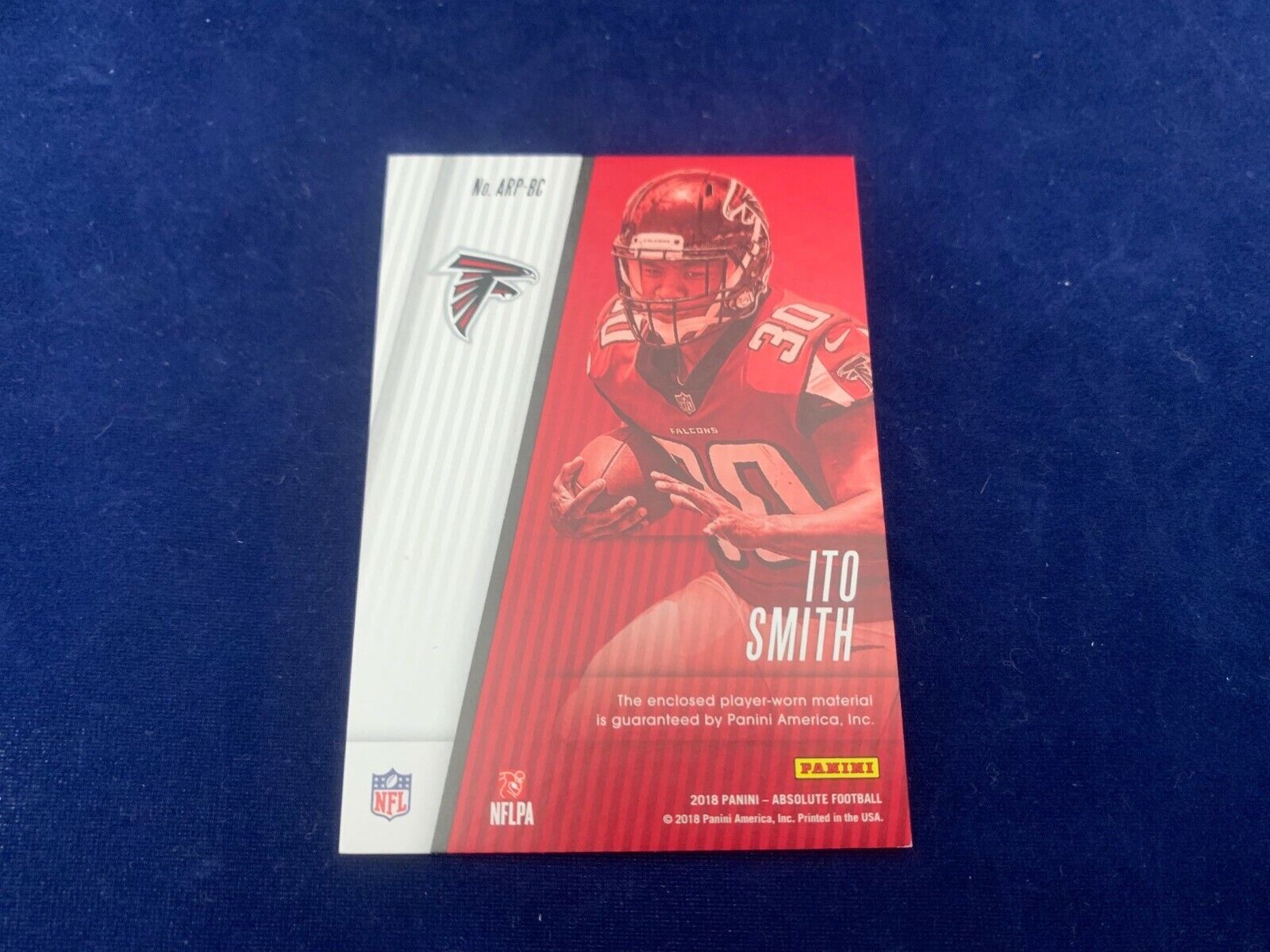 Ito Smith Atlanta falcons 2018 Absolute Rookie Prime 3 Color Patch Card #2/99