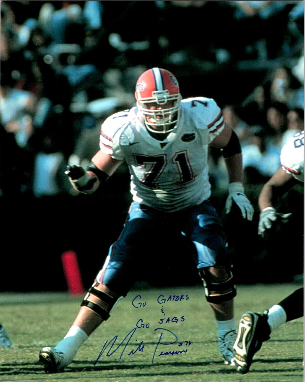 Mike Pearson Florida Gators Autographed 8x10 color photo "Go gators & Jags"