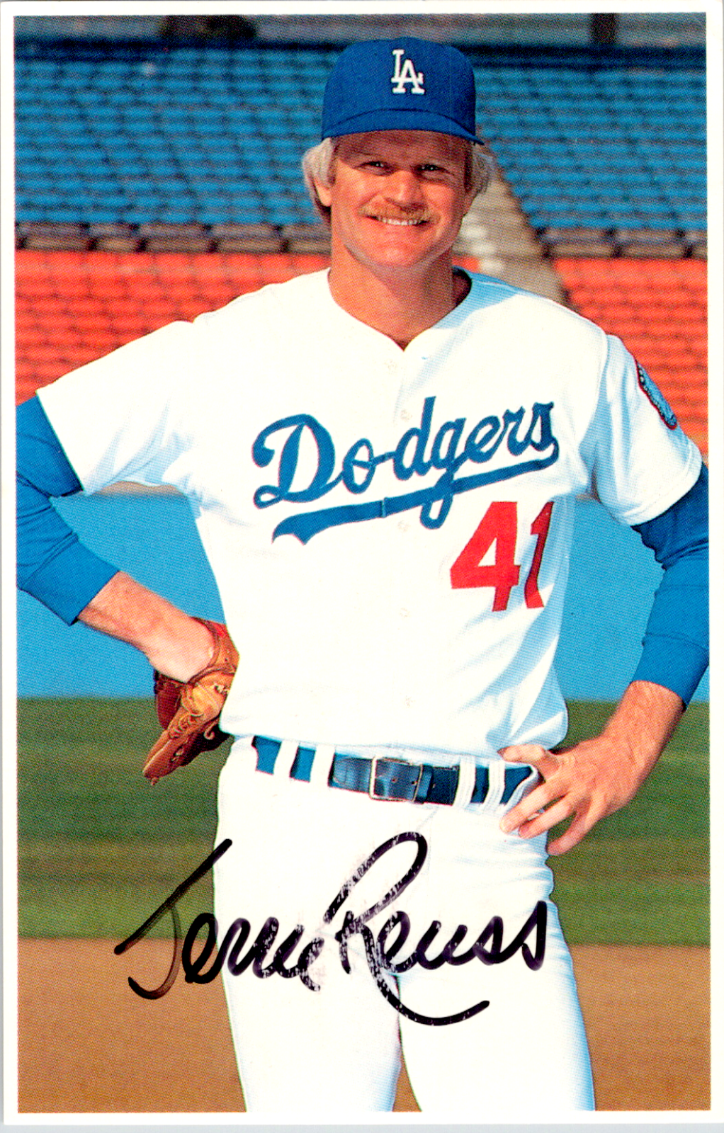 Jerry Reuss Los Angeles Dodgers Signed Postcard 3x5 Great Condition