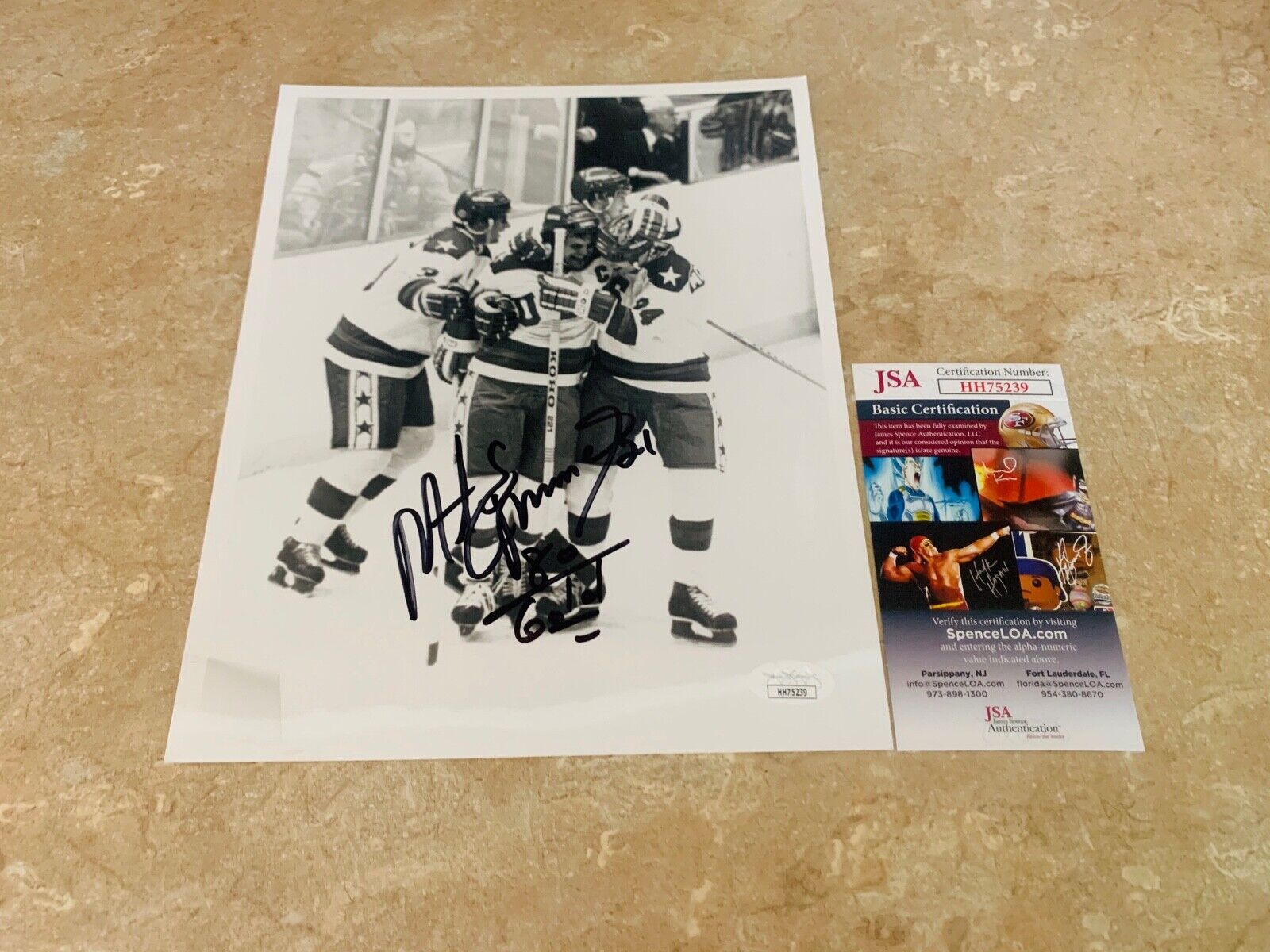 Mike Eruzione 1980 Gold Team USA Autographed 8x10 B&W Photo JSA COA #HH75239