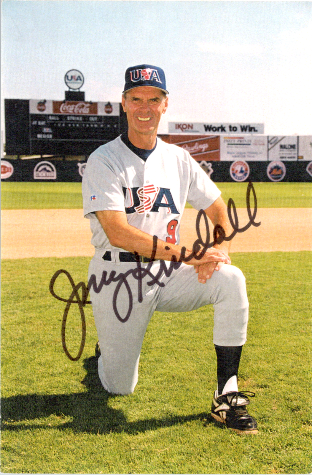 Jerry Kindall Team USA 3x5 Signed Photo Great Condition