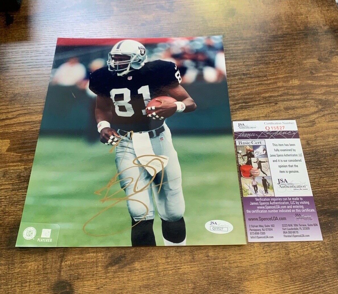 Tim Brown Oakland Raiders autographed 8x10 color photo w/ JSA #Q15527