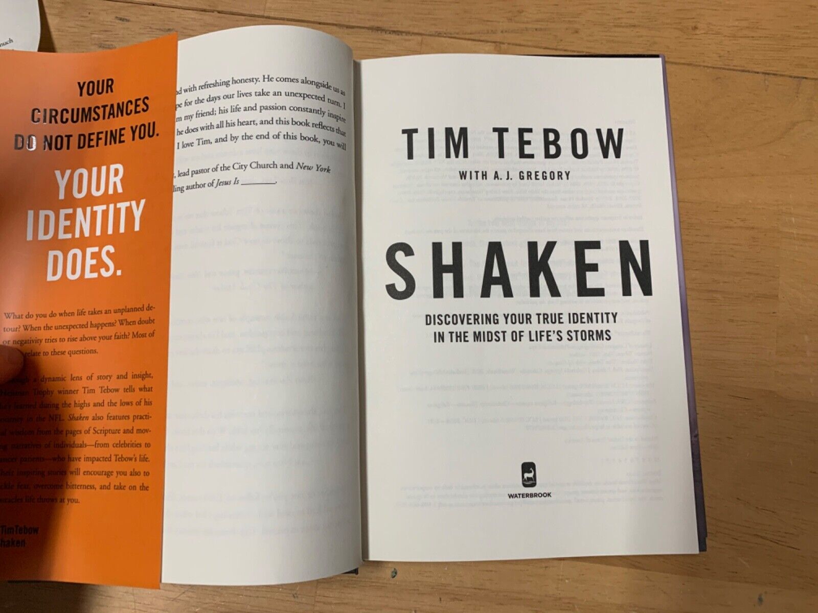 Tim Tebow 2016 Hardcover Shaken Book UNSIGNED Florida Gators