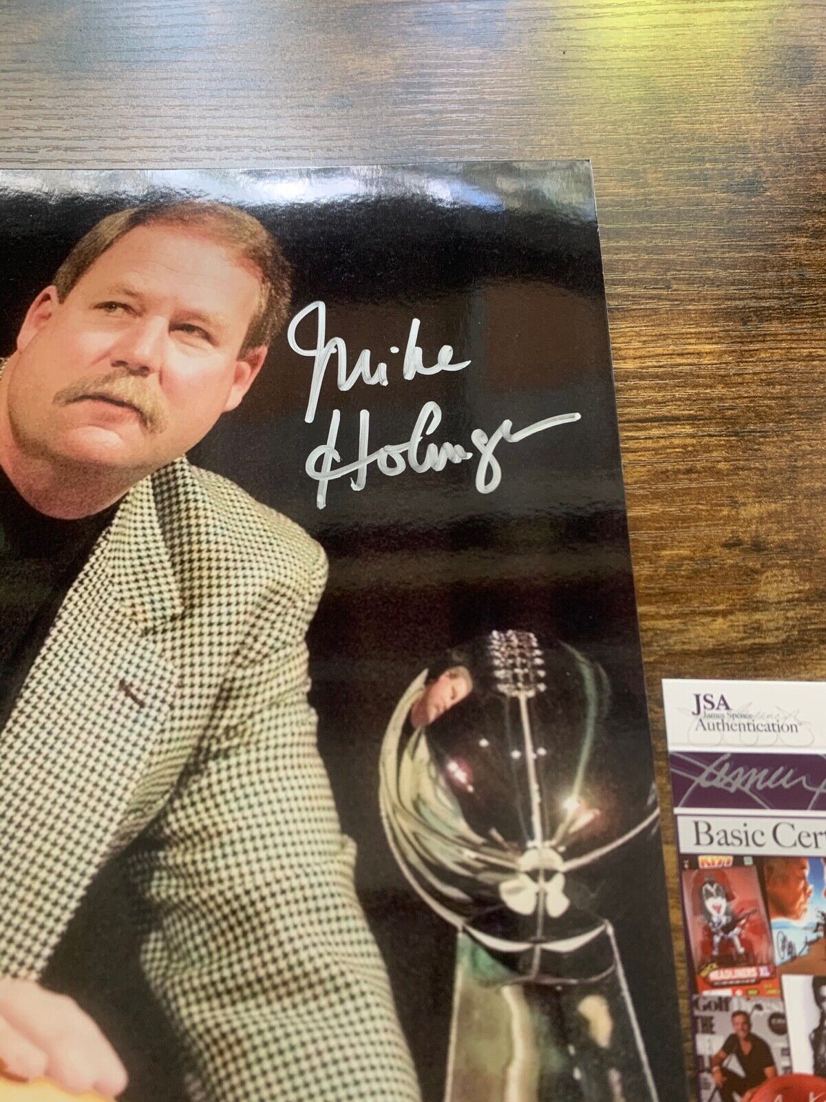 Mike Holmgren Packers Autographed 8x10 super bowl trophy photo w/ JSA #R02461