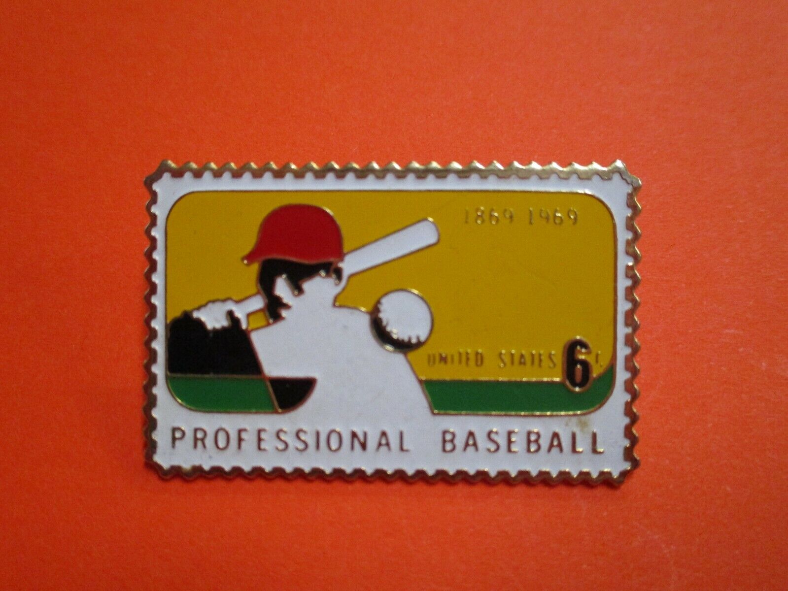 Professional Baseball 1869 1969 Century Pin United States 6 Yellow