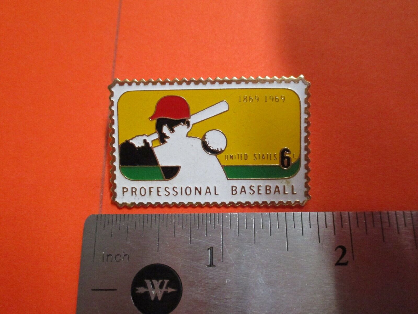 Professional Baseball 1869 1969 Century Pin United States 6 Yellow