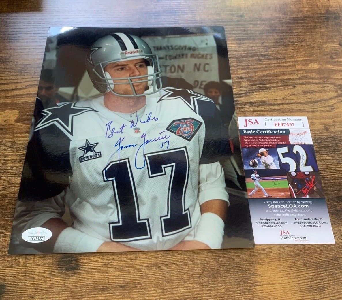 Jason Garrett Dallas Cowboys 1994 Autographed 8x10 color photo w/ JSA #FF47437