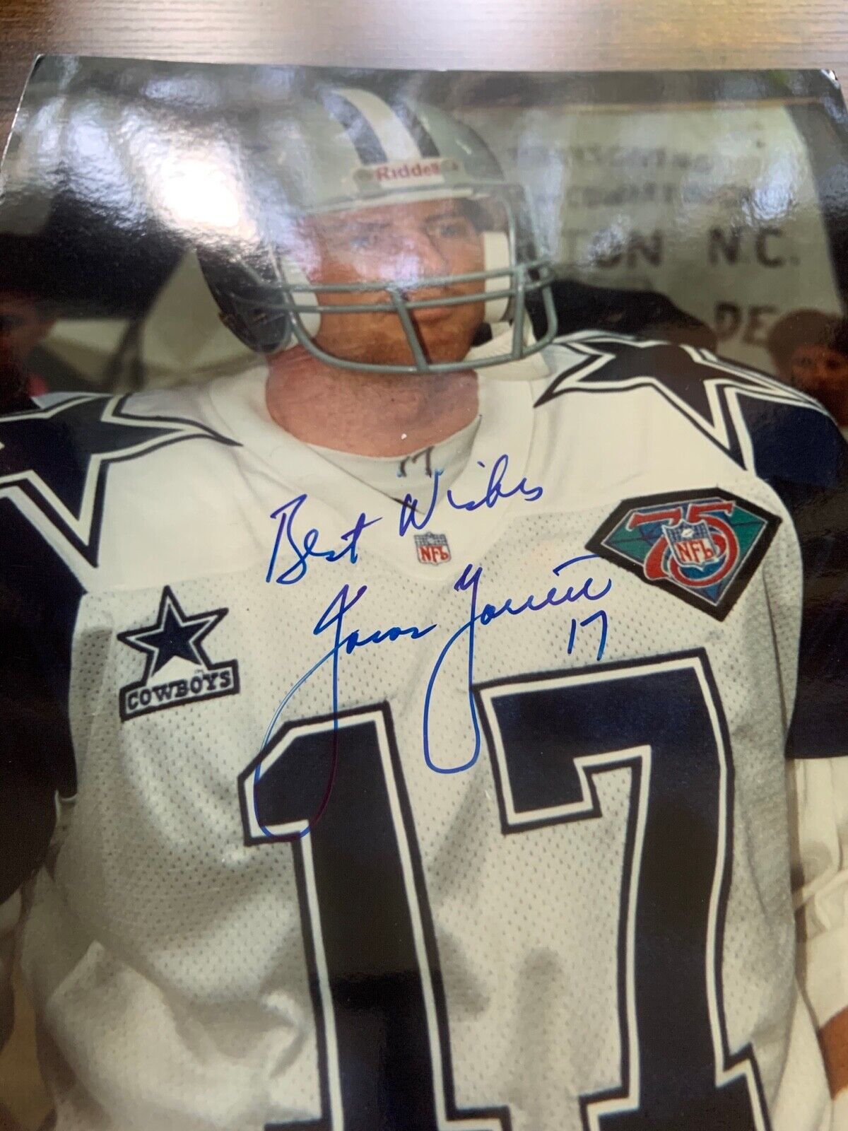 Jason Garrett Dallas Cowboys 1994 Autographed 8x10 color photo w/ JSA #FF47437