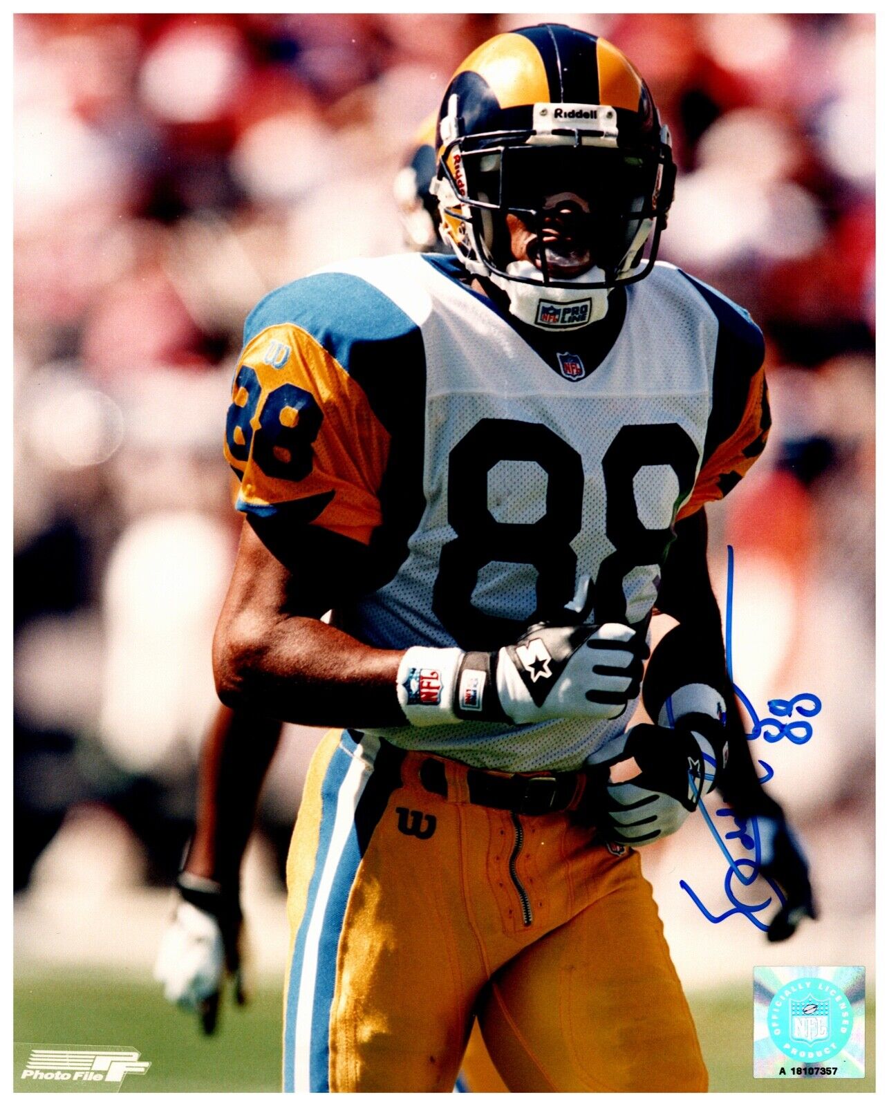 Eddie Kennison LA Rams Autographed Photo File 8x10 NFL Hologram Photo B W/COA