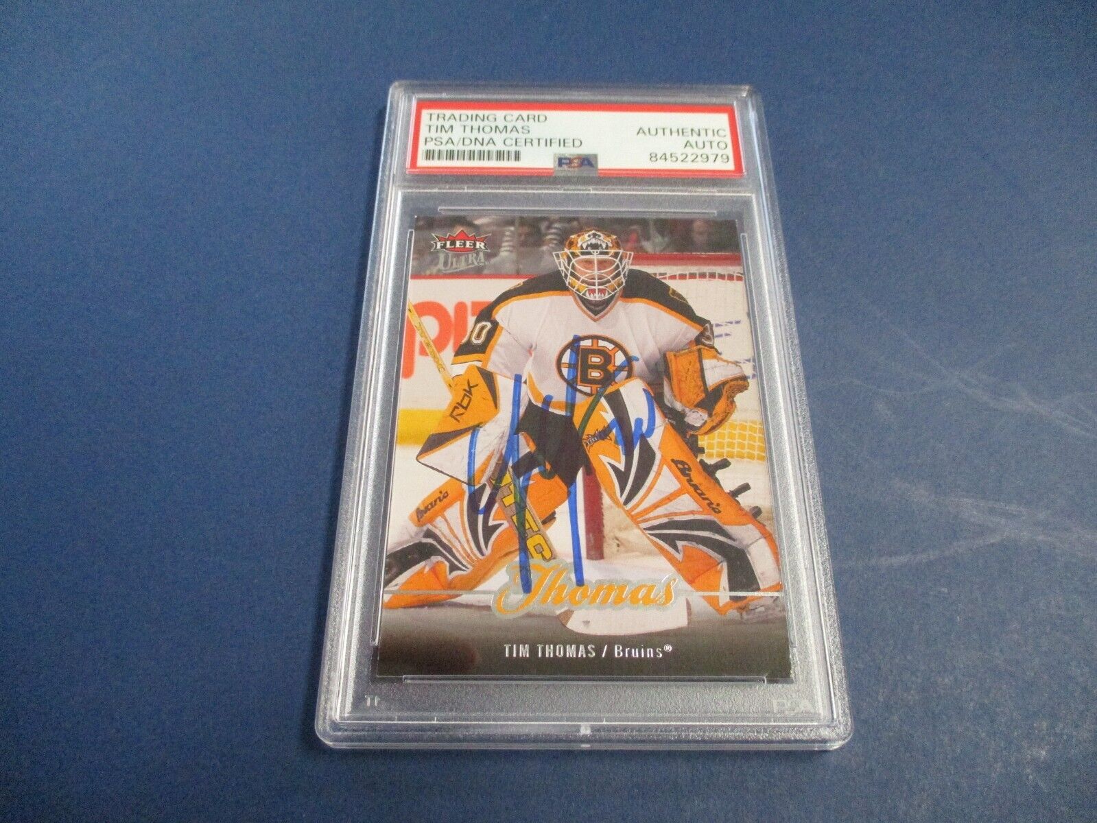 Tim Thomas Autographed Signed 2007-08 Fleer Ultra Card #186 PSA Slab Auth.