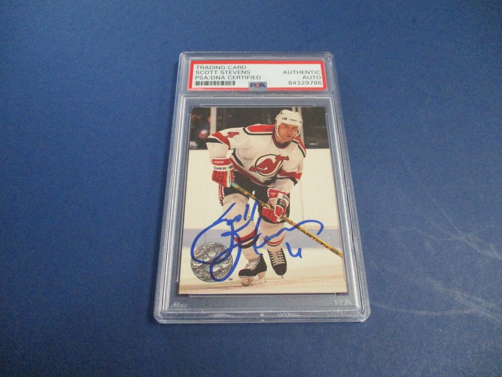 Scott Stevens Autographed Signed 1991 Pro Set Plat. Card #72 PSA Slab Auth.