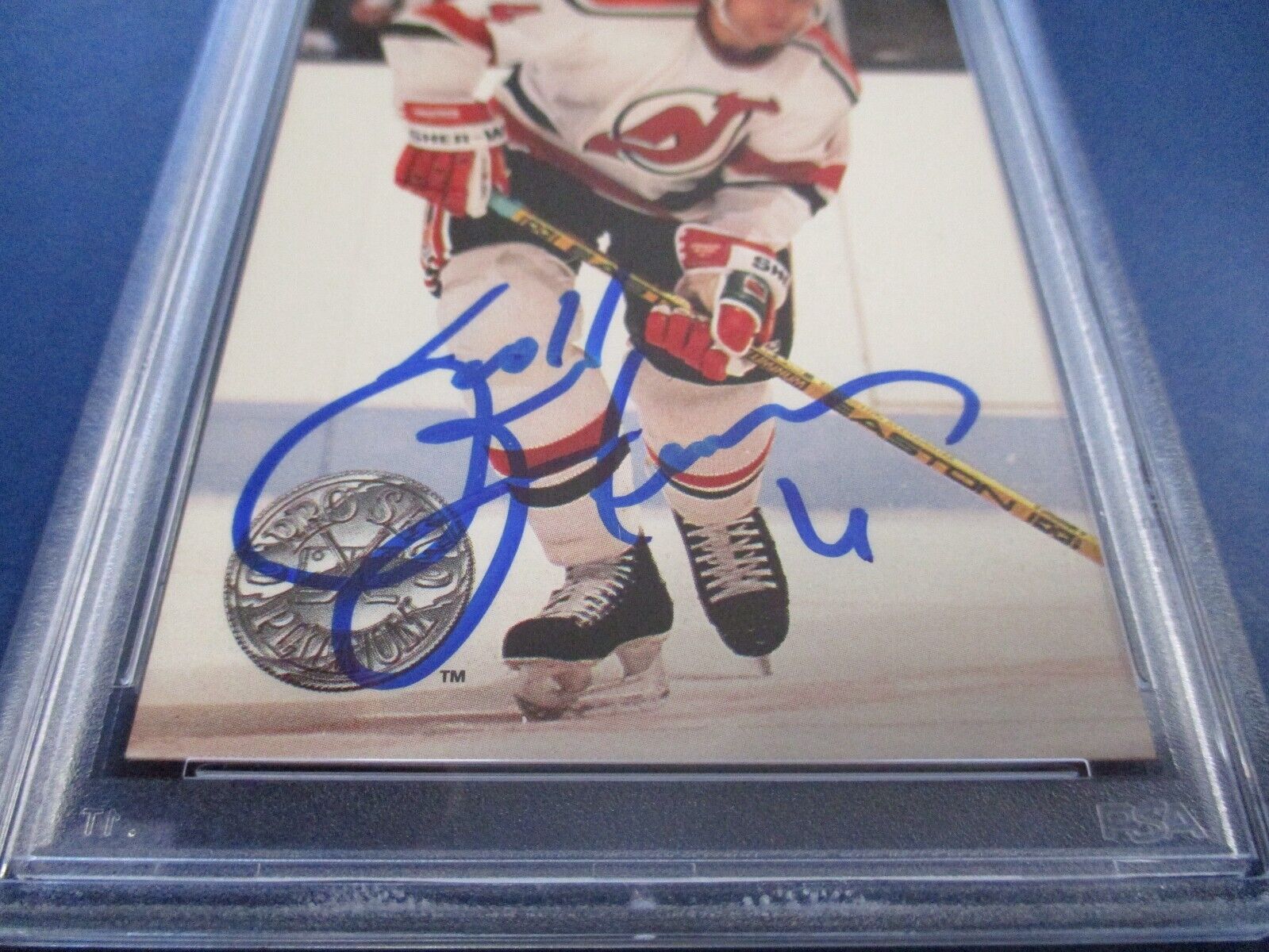 Scott Stevens Autographed Signed 1991 Pro Set Plat. Card #72 PSA Slab Auth.