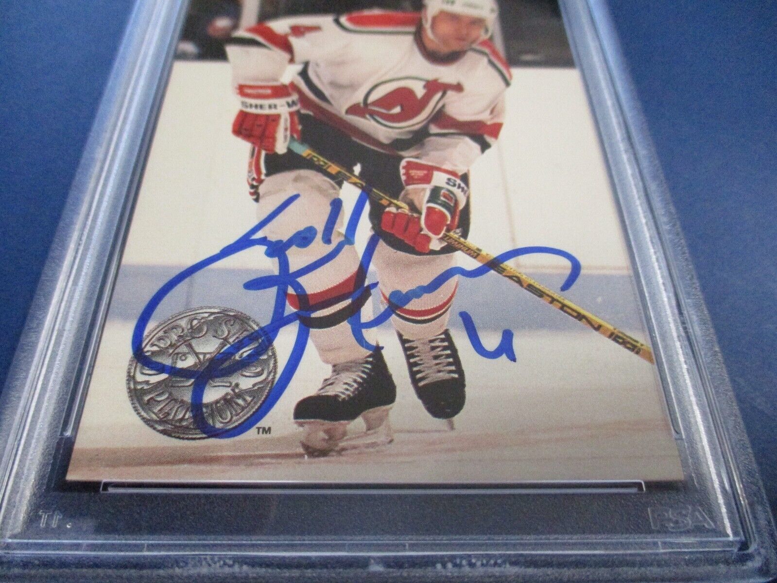 Scott Stevens Autographed Signed 1991 Pro Set Plat. Card #72 PSA Slab Auth.