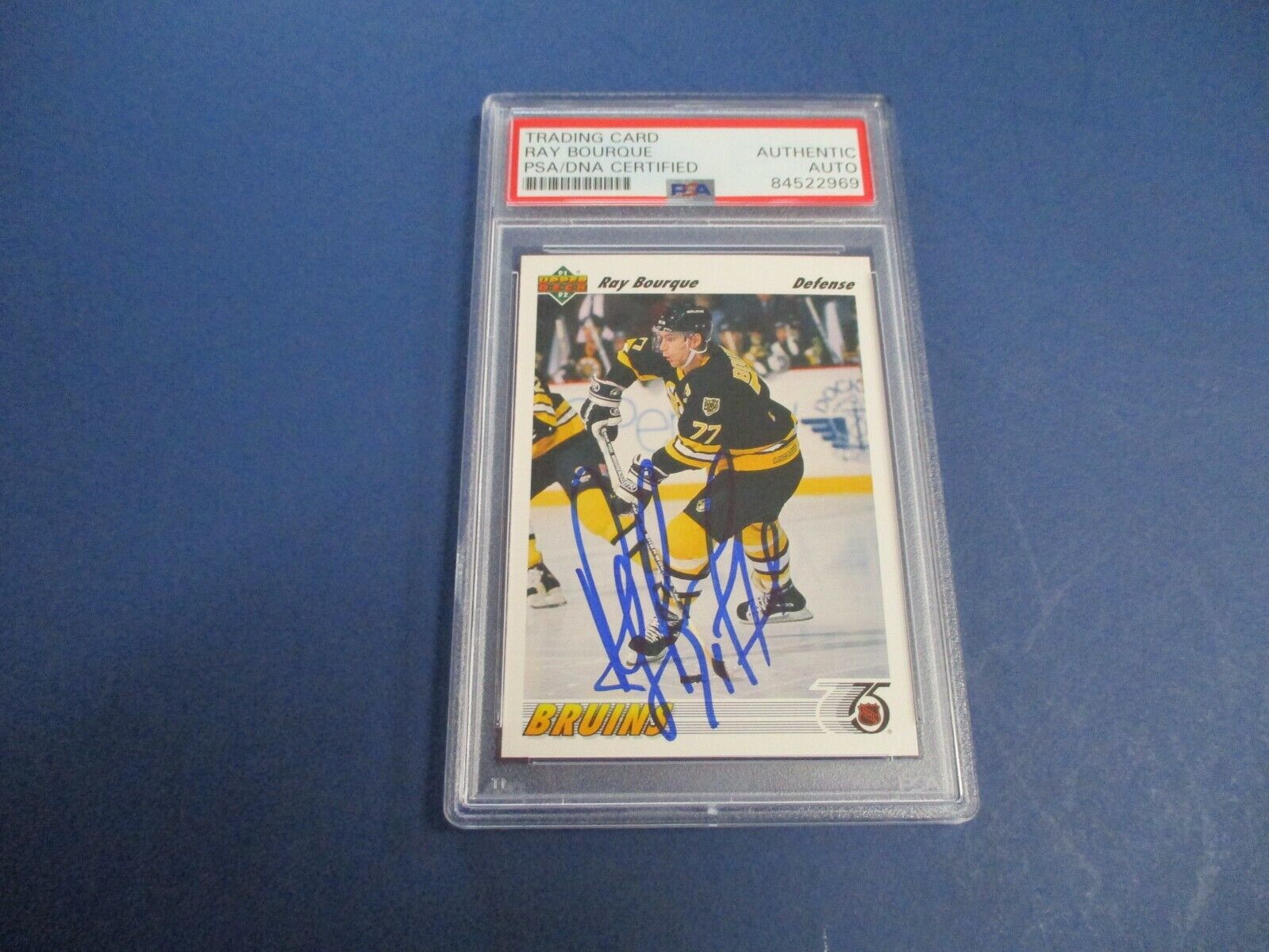 Ray Bourque Autographed Signed 1991-92 Upper Deck Card #255 PSA Slab Auth.