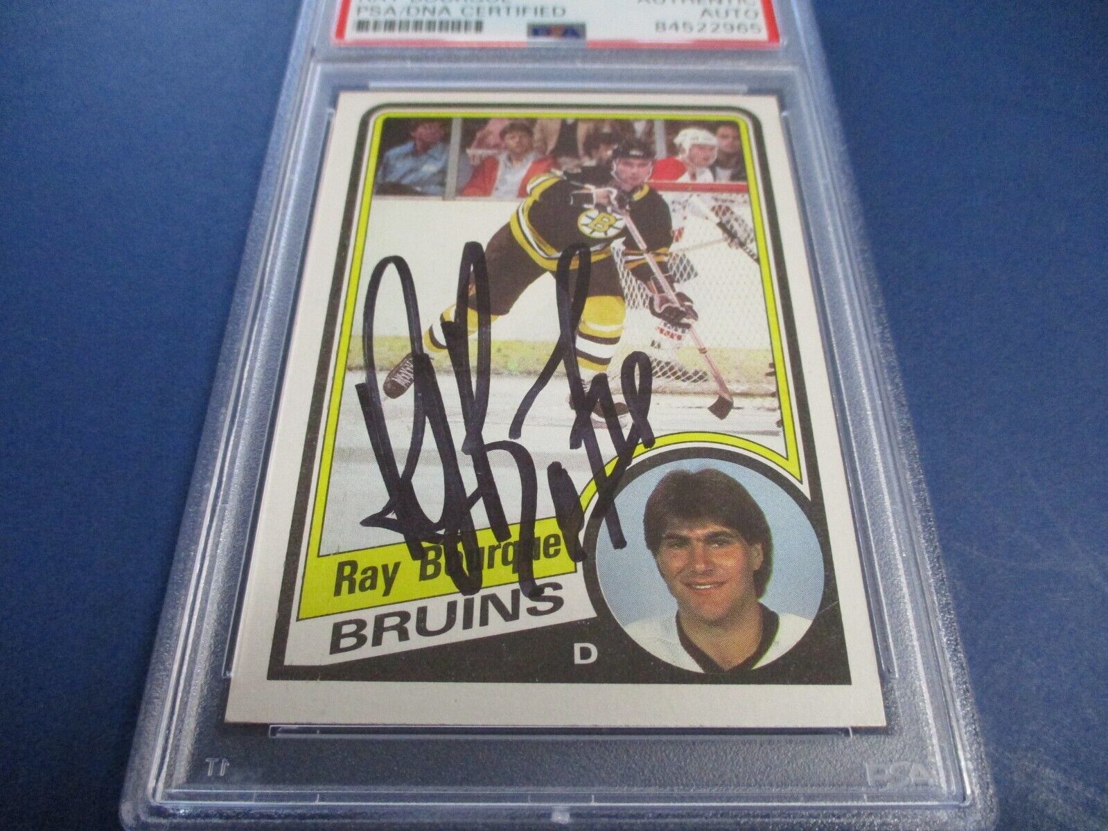 Ray Bourque Bruins Autographed Signed 1984-85 Topps Card #1 PSA Slab Auth.