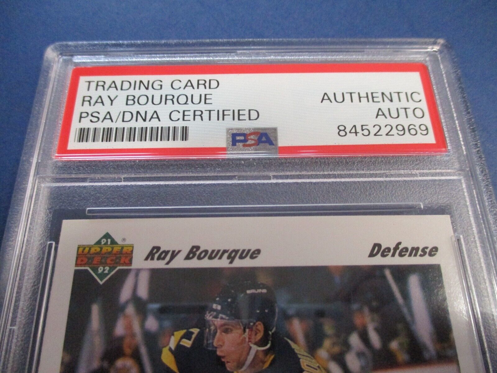 Ray Bourque Autographed Signed 1991-92 Upper Deck Card #255 PSA Slab Auth.