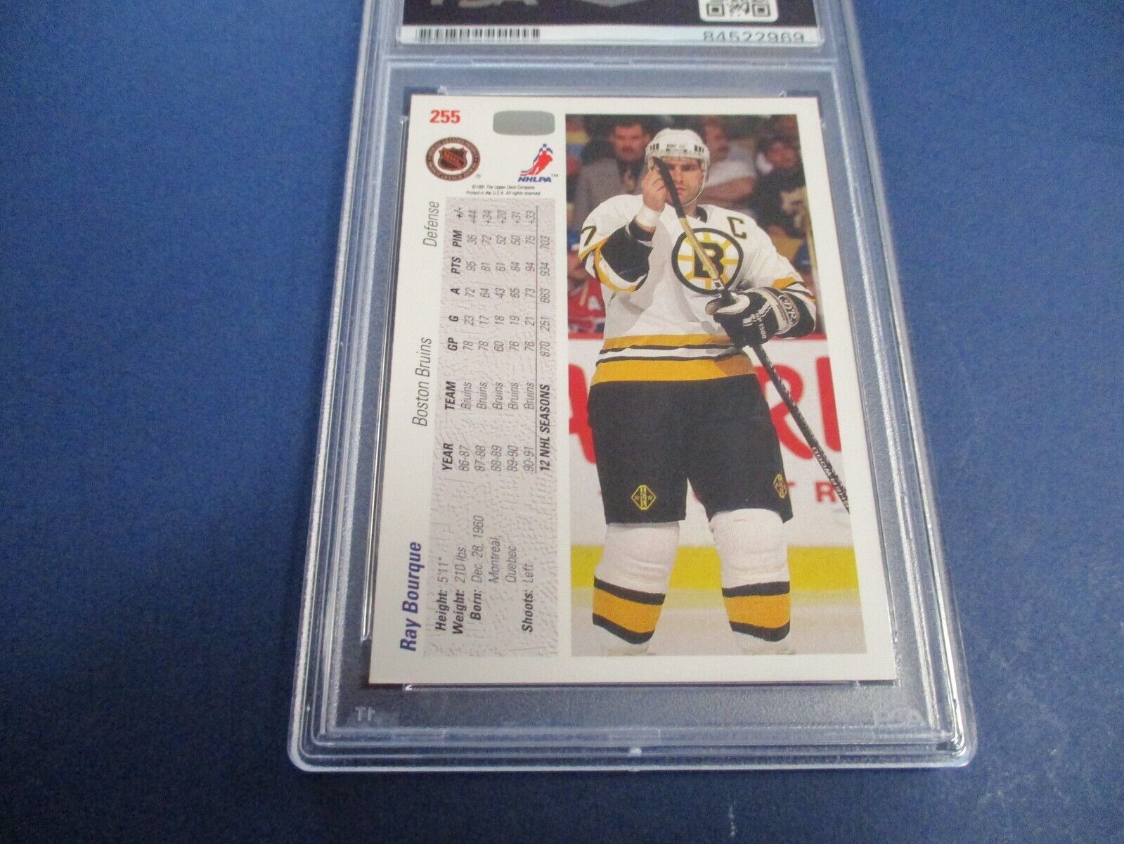 Ray Bourque Autographed Signed 1991-92 Upper Deck Card #255 PSA Slab Auth.