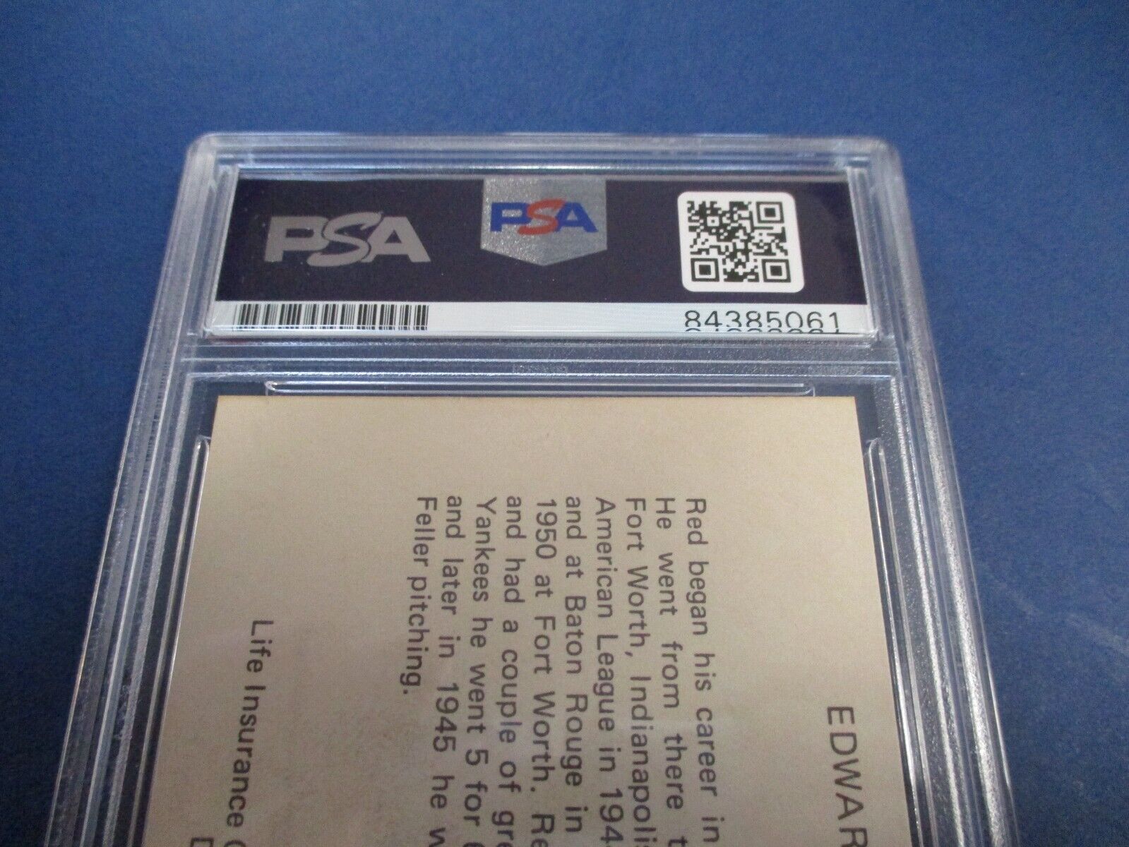 Red Borom Autographed Signed Life Insurance Texas Baseball Card PSA Slab Auth.