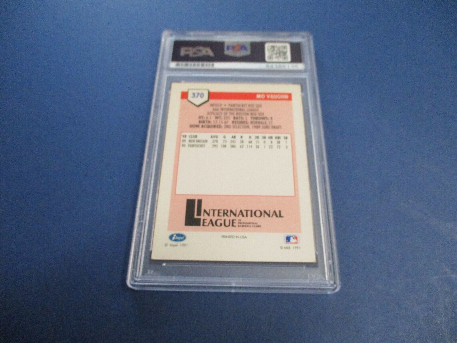 Mo Vaughn Autographed Signed 1991 Impel Pre-Rookie Card #370 PSA Slab Auth.