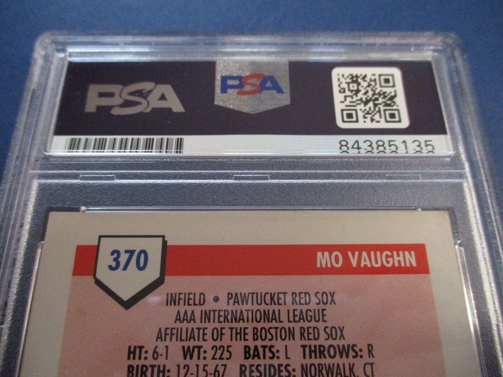 Mo Vaughn Autographed Signed 1991 Impel Pre-Rookie Card #370 PSA Slab Auth.