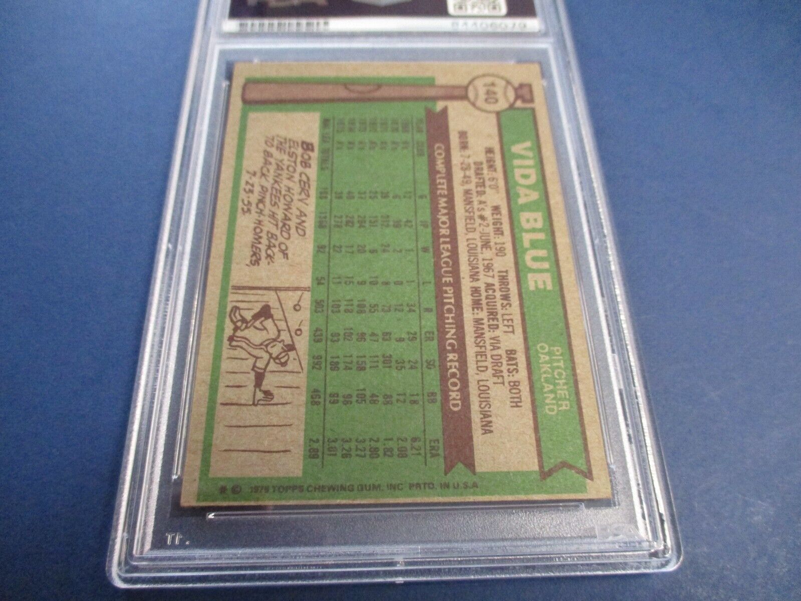 Vida Blue Athletics Autographed Signed 1976 Topps Card #140 PSA Slab Auth.