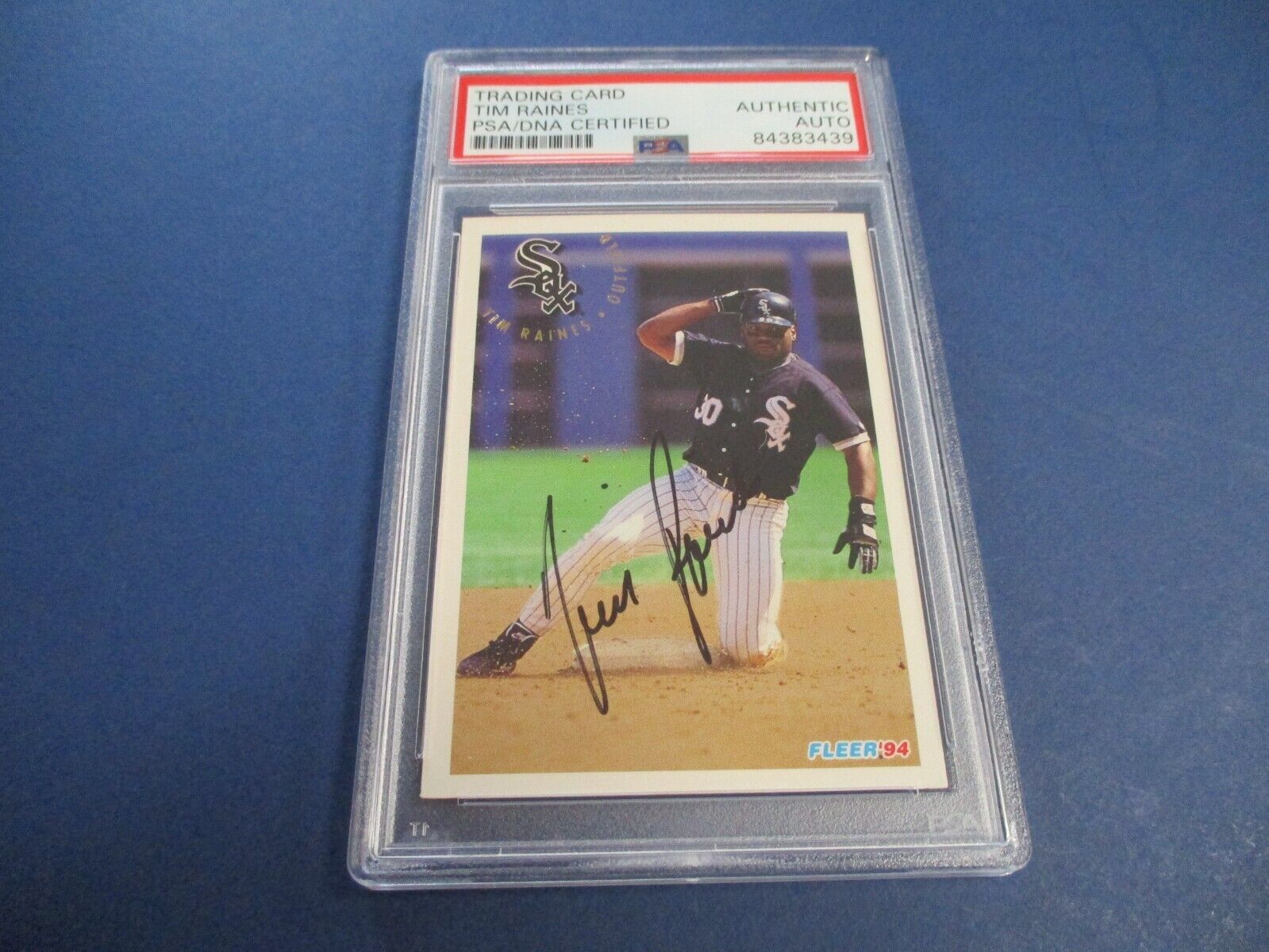 Tim Raines White Sox Autographed Signed 1994 Fleer Card #93 PSA Slab Auth.